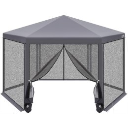PAWILON OGRODOWY SZEŚCIOKĄTNY 2x2x2x2.5M Z MOSKITIERĄ SZARY