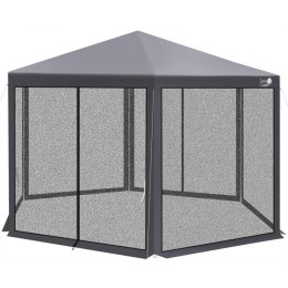 PAWILON OGRODOWY SZEŚCIOKĄTNY 2x2x2x2.5M Z MOSKITIERĄ SZARY