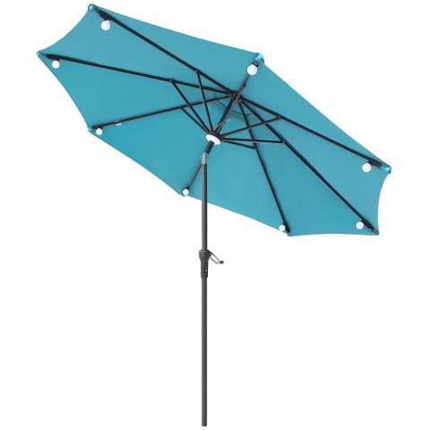 PARASOL OGRODOWY Z OŚWIETLENIEM ŻARÓWKI LED 270CM TURKUSOWY PARASOL OGRODOWY Z OŚWIETLENIEM ŻARÓWKI LED 270CM TURKUSOWY