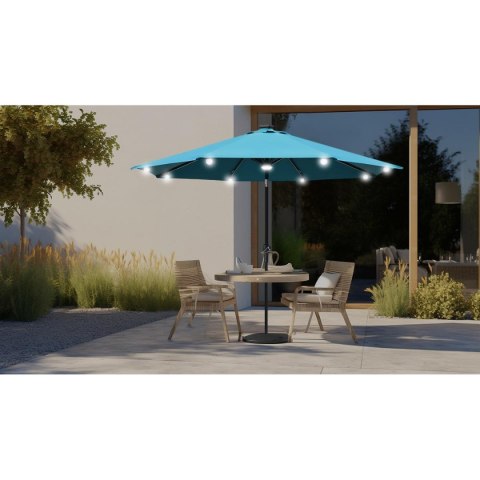 PARASOL OGRODOWY Z OŚWIETLENIEM ŻARÓWKI LED 270CM TURKUSOWY PARASOL OGRODOWY Z OŚWIETLENIEM ŻARÓWKI LED 270CM TURKUSOWY