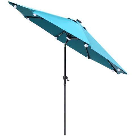 PARASOL OGRODOWY Z OŚWIETLENIEM ŻARÓWKI LED 270CM TURKUSOWY PARASOL OGRODOWY Z OŚWIETLENIEM ŻARÓWKI LED 270CM TURKUSOWY