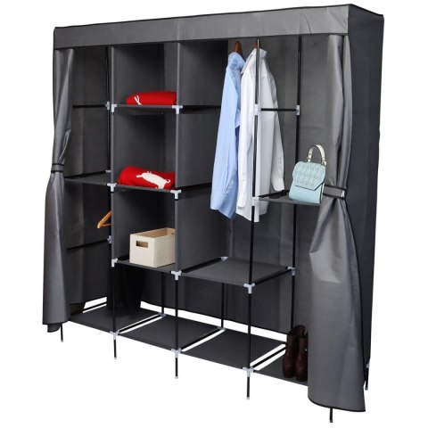 SZAFA TEKSTYLNA GARDEROBA 168x45x172CM CIEMNOSZARA 45238 SZAFA TEKSTYLNA GARDEROBA 168x45x172CM CIEMNOSZARA 45238