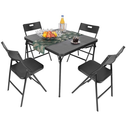 ZESTAW CATERINGOWY TURYSTYCZNY STÓŁ SKŁADANY 86,5x86,5x71CM I 4 KRZESŁA CZARNY ZESTAW CATERINGOWY TURYSTYCZNY STÓŁ SKŁADANY 86,5x86,5x71CM I 4 KRZESŁA CZARNY