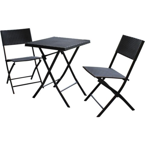 ZESTAW MEBLI BALKONOWYCH STÓŁ 58X58X70CM I 2 KRZESŁA CZARNY ZESTAW MEBLI BALKONOWYCH STÓŁ 58X58X70CM I 2 KRZESŁA CZARNY