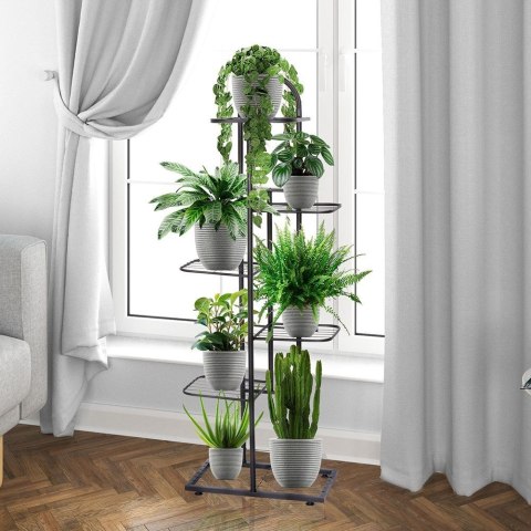 Kwietnik 6-poziomowy na doniczki metalowy czarny 118 cm Kwietnik 6-poziomowy na doniczki metalowy czarny 118 cm