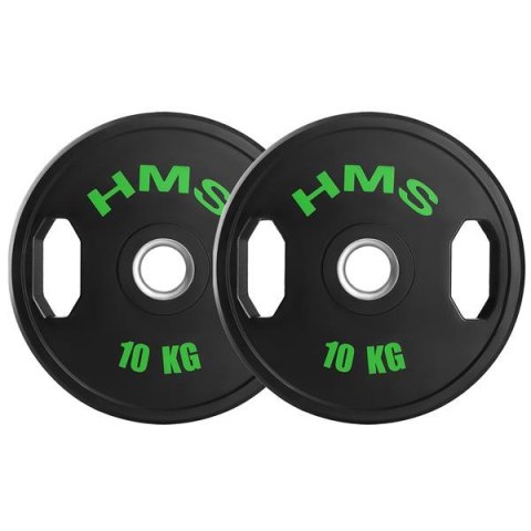 TOG10 talerze olimpijskie gumowane 2 x 10 kg HMS czarno-zielone siłownia TOG10 talerze olimpijskie gumowane 2 x 10 kg HMS czarno-zielone siłownia