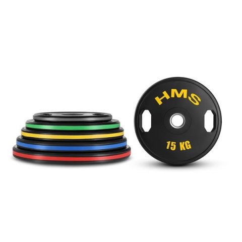 TOG15 talerze olimpijskie gumowane 2 x 15 kg HMS czarno-żółte siłownia TOG15 talerze olimpijskie gumowane 2 x 15 kg HMS czarno-żółte siłownia
