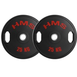 TOG25 talerze olimpijskie gumowane 2 x 25 kg HMS czarno-czerwone siłownia