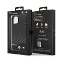 BMW Leather Carbon Blue Line - Etui iPhone 14 (Czarny)