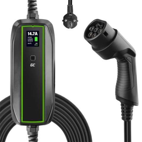 Green Cell - Ładowarka mobilna GC EV PowerCable 3,6kW Schuko - Type 2 do ładowania samochodów elektrycznych i hybryd Plug-In Green Cell - Ładowarka mobilna GC EV PowerCable 3,6kW Schuko - Type 2 do ładowania samochodów elektrycznych i hybryd Plug-In