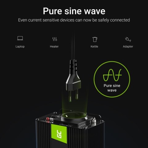 Green Cell - Przetwornica napięcia Inwerter 12V na 230V 300W/600W Czysta sinusoida Green Cell - Przetwornica napięcia Inwerter 12V na 230V 300W/600W Czysta sinusoida