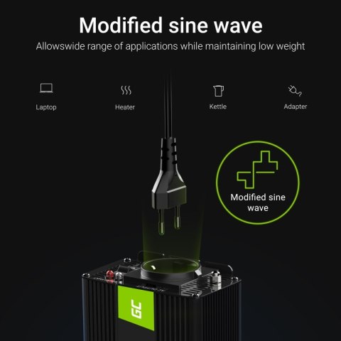Green Cell - Przetwornica napięcia Inwerter 12V na 230V 500W/1000W Modyfikowana sinusoida Green Cell - Przetwornica napięcia Inwerter 12V na 230V 500W/1000W Modyfikowana sinusoida