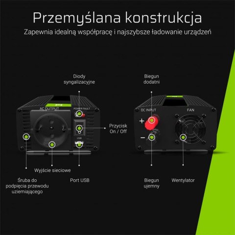 Green Cell - Przetwornica napięcia Inwerter tryb UPS 12V na 230V Czysta sinusoida 300W/600W do Pompy centralnego ogrzewania Green Cell - Przetwornica napięcia Inwerter tryb UPS 12V na 230V Czysta sinusoida 300W/600W do Pompy centralnego ogrzewania