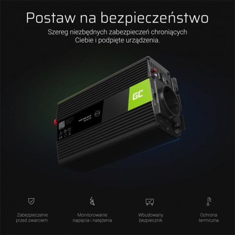 Green Cell - Przetwornica napięcia Inwerter tryb UPS 12V na 230V Czysta sinusoida 300W/600W do Pompy centralnego ogrzewania Green Cell - Przetwornica napięcia Inwerter tryb UPS 12V na 230V Czysta sinusoida 300W/600W do Pompy centralnego ogrzewania