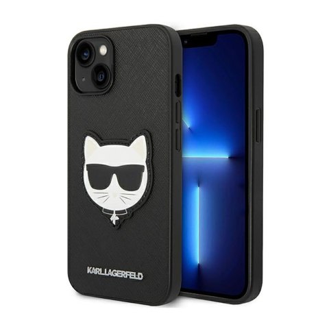 Karl Lagerfeld Saffiano Choupette Head Patch Case - Etui iPhone 14 Plus (czarny) Karl Lagerfeld Saffiano Choupette Head Patch Case - Etui iPhone 14 Plus (czarny)