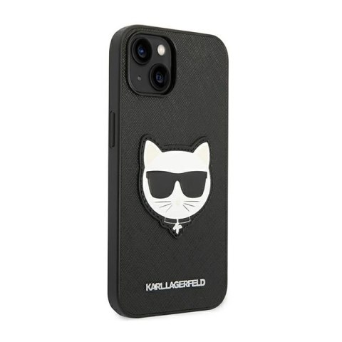 Karl Lagerfeld Saffiano Choupette Head Patch Case - Etui iPhone 14 Plus (czarny) Karl Lagerfeld Saffiano Choupette Head Patch Case - Etui iPhone 14 Plus (czarny)