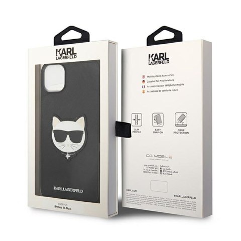 Karl Lagerfeld Saffiano Choupette Head Patch Case - Etui iPhone 14 Plus (czarny) Karl Lagerfeld Saffiano Choupette Head Patch Case - Etui iPhone 14 Plus (czarny)