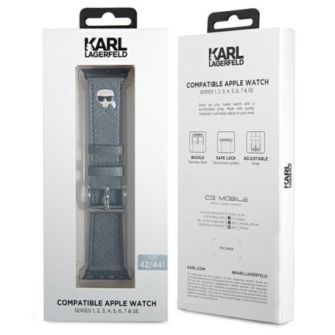 Karl Lagerfeld Saffiano Karl Head - Pasek do Apple Watch 42/44/45 mm (srebrny) Karl Lagerfeld Saffiano Karl Head - Pasek do Apple Watch 42/44/45 mm (srebrny)