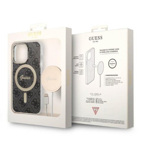 Guess Bundle Pack MagSafe 4G - Zestaw etui + ładowarka MagSafe iPhone 13 Pro Max (czarny/złoty) Guess Bundle Pack MagSafe 4G - Zestaw etui + ładowarka MagSafe iPhone 13 Pro Max (czarny/złoty)