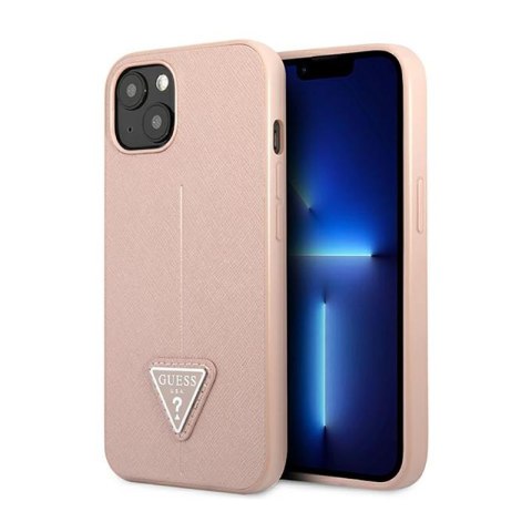 Guess Saffiano Triangle Logo Case - Etui iPhone 14 (różowy) Guess Saffiano Triangle Logo Case - Etui iPhone 14 (różowy)