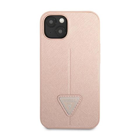 Guess Saffiano Triangle Logo Case - Etui iPhone 14 (różowy) Guess Saffiano Triangle Logo Case - Etui iPhone 14 (różowy)