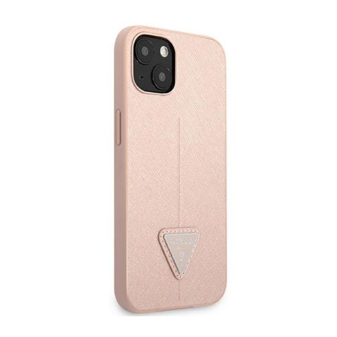 Guess Saffiano Triangle Logo Case - Etui iPhone 14 (różowy) Guess Saffiano Triangle Logo Case - Etui iPhone 14 (różowy)