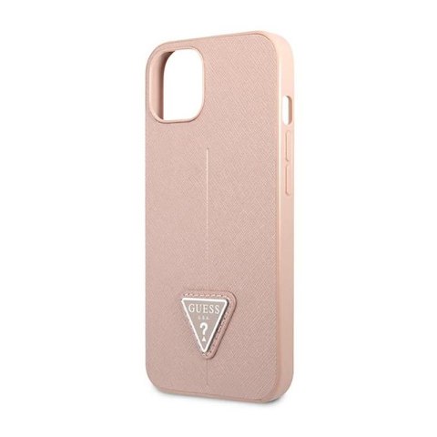Guess Saffiano Triangle Logo Case - Etui iPhone 14 (różowy) Guess Saffiano Triangle Logo Case - Etui iPhone 14 (różowy)
