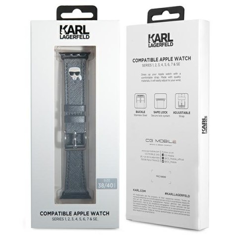 Karl Lagerfeld Saffiano Karl Head - Pasek do Apple Watch 38/40/41 mm (srebrny) Karl Lagerfeld Saffiano Karl Head - Pasek do Apple Watch 38/40/41 mm (srebrny)