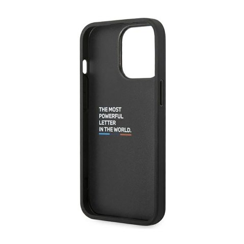 BMW Leather Carbon Blue Line - Etui iPhone 14 Pro (Czarny)