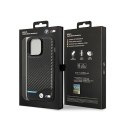 BMW Leather Carbon Blue Line - Etui iPhone 14 Pro (Czarny)