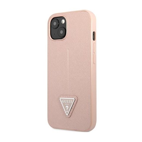 Guess Saffiano Triangle Logo Case - Etui iPhone 14 Plus (różowy) Guess Saffiano Triangle Logo Case - Etui iPhone 14 Plus (różowy)
