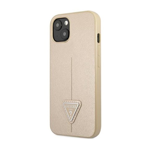 Guess Saffiano Triangle Logo Case - Etui iPhone 14 (beżowy) Guess Saffiano Triangle Logo Case - Etui iPhone 14 (beżowy)