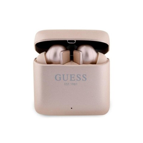 Guess Printed Logo - Słuchawki Bluetooth TWS + etui ładujące (różowy) Guess Printed Logo - Słuchawki Bluetooth TWS + etui ładujące (różowy)