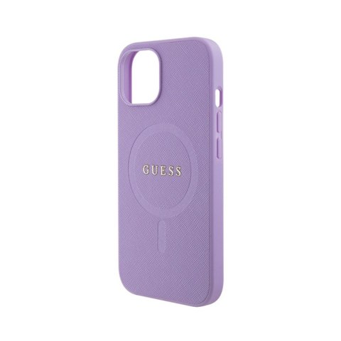 Guess Saffiano MagSafe - Etui iPhone 15 (fioletowy) Guess Saffiano MagSafe - Etui iPhone 15 (fioletowy)