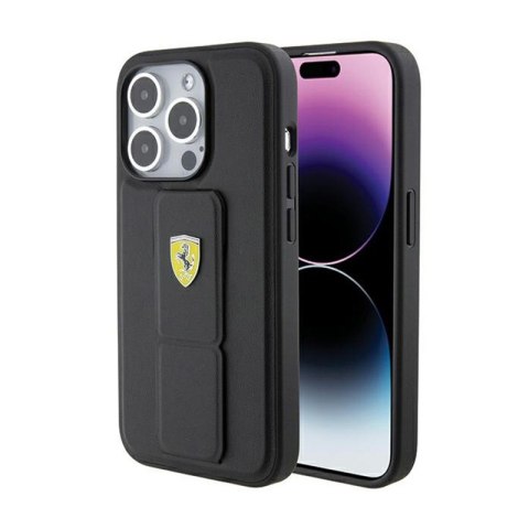 Ferrari Grip Stand Metal Logo - Etui iPhone 15 Pro Max (czarny) Ferrari Grip Stand Metal Logo - Etui iPhone 15 Pro Max (czarny)