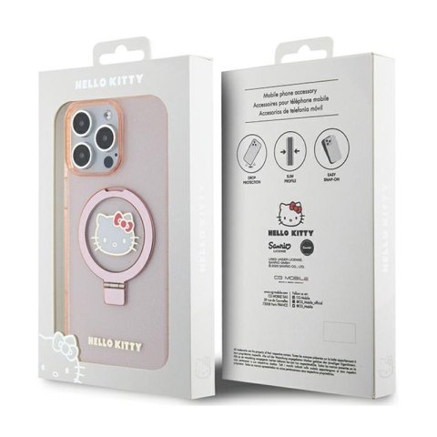 Hello Kitty Ring Stand Glitter Electrop Logo MagSafe - Etui iPhone 15 Pro Max (różowy) Hello Kitty Ring Stand Glitter Electrop Logo MagSafe - Etui iPhone 15 Pro Max (różowy)