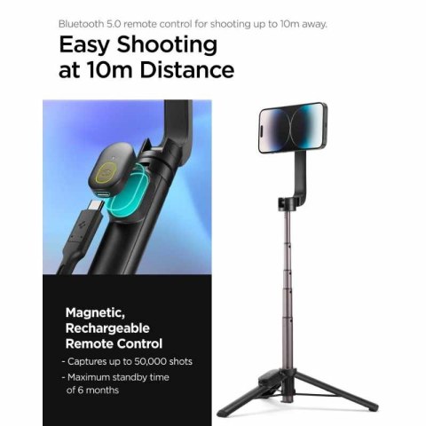 Spigen S570W MagSafe Bluetooth Selfie Stick Tripod - Statyw na smartfon / uchwyt selfie stick (Czarny) Spigen S570W MagSafe Bluetooth Selfie Stick Tripod - Statyw na smartfon / uchwyt selfie stick (Czarny)