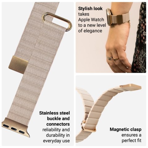 Crong Eclipse - Skórzany pasek magnetyczny Apple Watch 38/40/41/42mm (beżowy) Crong Eclipse - Skórzany pasek magnetyczny Apple Watch 38/40/41/42mm (beżowy)