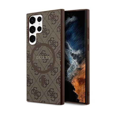 Guess 4G Collection Leather Metal Logo MagSafe - Etui Samsung Galaxy S24 Ultra (brązowy) Guess 4G Collection Leather Metal Logo MagSafe - Etui Samsung Galaxy S24 Ultra (brązowy)