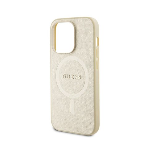 Guess Saffiano MagSafe - Etui iPhone 15 Pro (złoty) Guess Saffiano MagSafe - Etui iPhone 15 Pro (złoty)