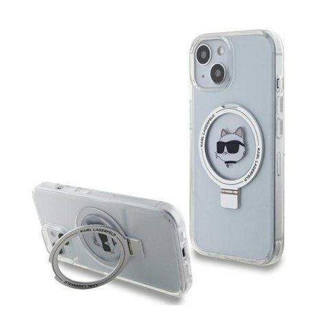 Karl Lagerfeld Ring Stand Choupette Head MagSafe - Etui iPhone 15 (biały) Karl Lagerfeld Ring Stand Choupette Head MagSafe - Etui iPhone 15 (biały)