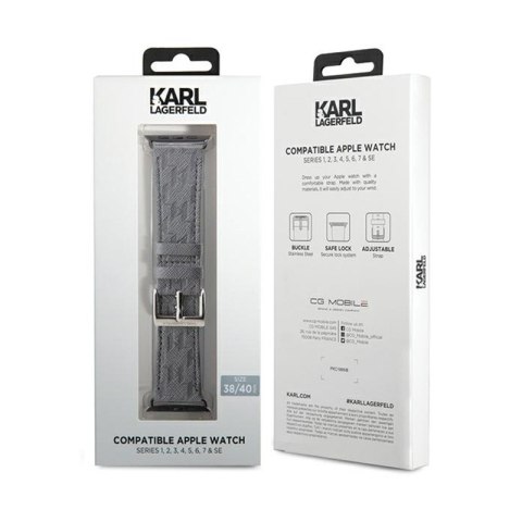 Karl Lagerfeld Saffiano Monogram - Pasek do Apple Watch 38/40/41 mm (srebrny) Karl Lagerfeld Saffiano Monogram - Pasek do Apple Watch 38/40/41 mm (srebrny)