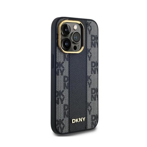 DKNY Leather Checkered Mono Pattern MagSafe - Etui iPhone 14 Pro Max (czarny) DKNY Leather Checkered Mono Pattern MagSafe - Etui iPhone 14 Pro Max (czarny)