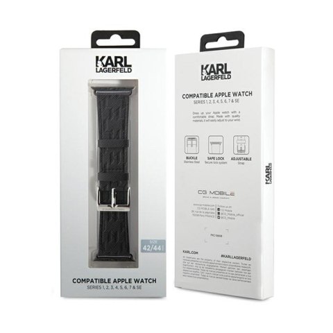 Karl Lagerfeld Saffiano Monogram - Pasek do Apple Watch 42/44/45/49 mm (czarny) Karl Lagerfeld Saffiano Monogram - Pasek do Apple Watch 42/44/45/49 mm (czarny)