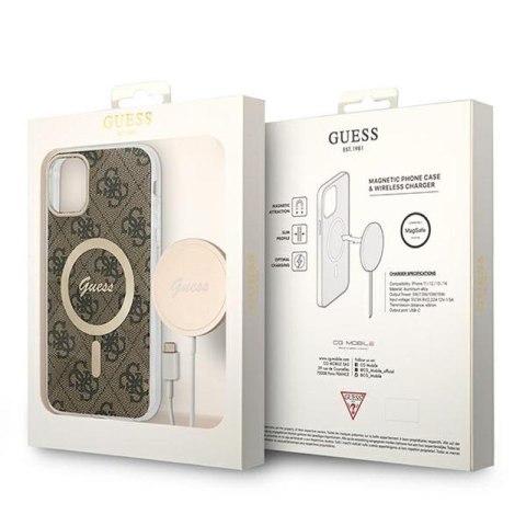 Guess Bundle Pack MagSafe 4G - Zestaw etui + ładowarka MagSafe iPhone 11 (brązowy/złoty) Guess Bundle Pack MagSafe 4G - Zestaw etui + ładowarka MagSafe iPhone 11 (brązowy/złoty)