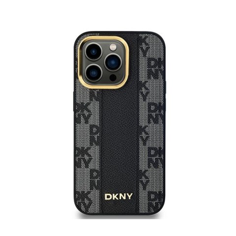 DKNY Leather Checkered Mono Pattern MagSafe - Etui iPhone 14 Pro (czarny) DKNY Leather Checkered Mono Pattern MagSafe - Etui iPhone 14 Pro (czarny)