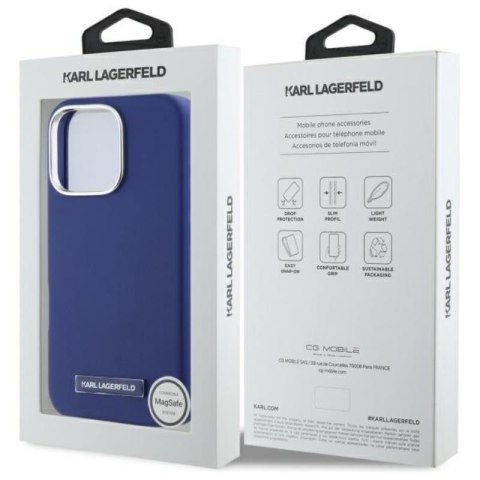 Karl Lagerfeld FW Metal Plate MagSafe - Etui iPhone 16 Pro (niebieski) Karl Lagerfeld FW Metal Plate MagSafe - Etui iPhone 16 Pro (niebieski)