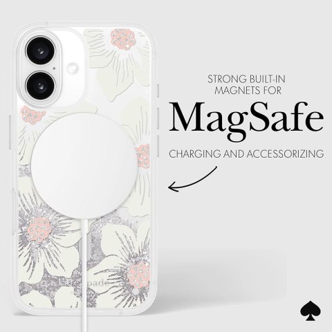 Kate Spade New York Liquid Glitter MagSafe - Etui iPhone 16 (Hollyhock Floral) Kate Spade New York Liquid Glitter MagSafe - Etui iPhone 16 (Hollyhock Floral)
