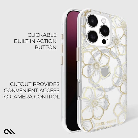 Case-Mate Floral Gems MagSafe - Etui iPhone 16 Pro (Gold) Case-Mate Floral Gems MagSafe - Etui iPhone 16 Pro (Gold)