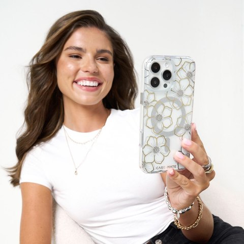 Case-Mate Floral Gems MagSafe - Etui iPhone 16 Pro (Gold) Case-Mate Floral Gems MagSafe - Etui iPhone 16 Pro (Gold)